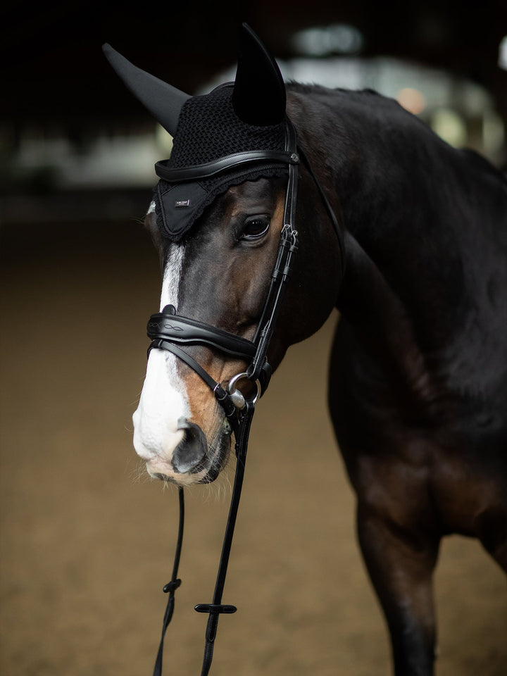 Equestrian Stockholm Soundless Fly Hood Black Silver - Ear Bonnet - Kingdom Equestrian
