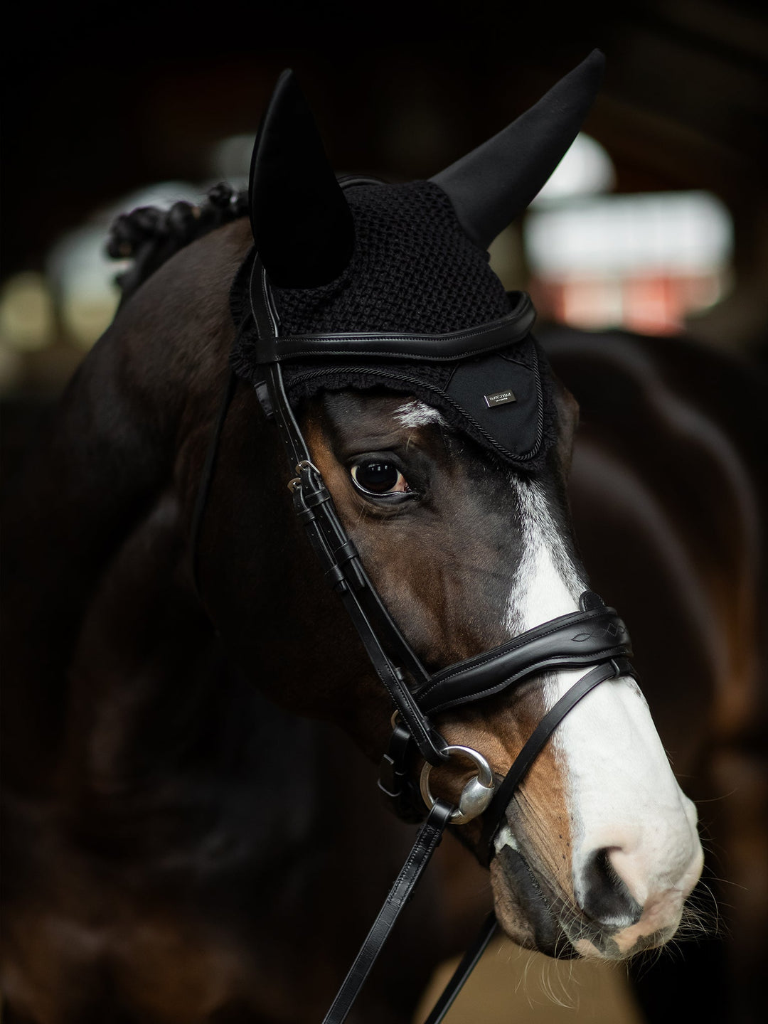 Equestrian Stockholm Soundless Fly Hood Black Silver - Ear Bonnet - Kingdom Equestrian