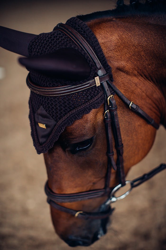 Equestrian Stockholm Soundless Fly Hood Chocolate - Ear Bonnet - Kingdom Equestrian