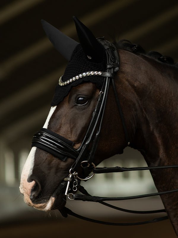 Equestrian Stockholm Soundless Fly Hood Clean Black - Ear Bonnet - Kingdom Equestrian