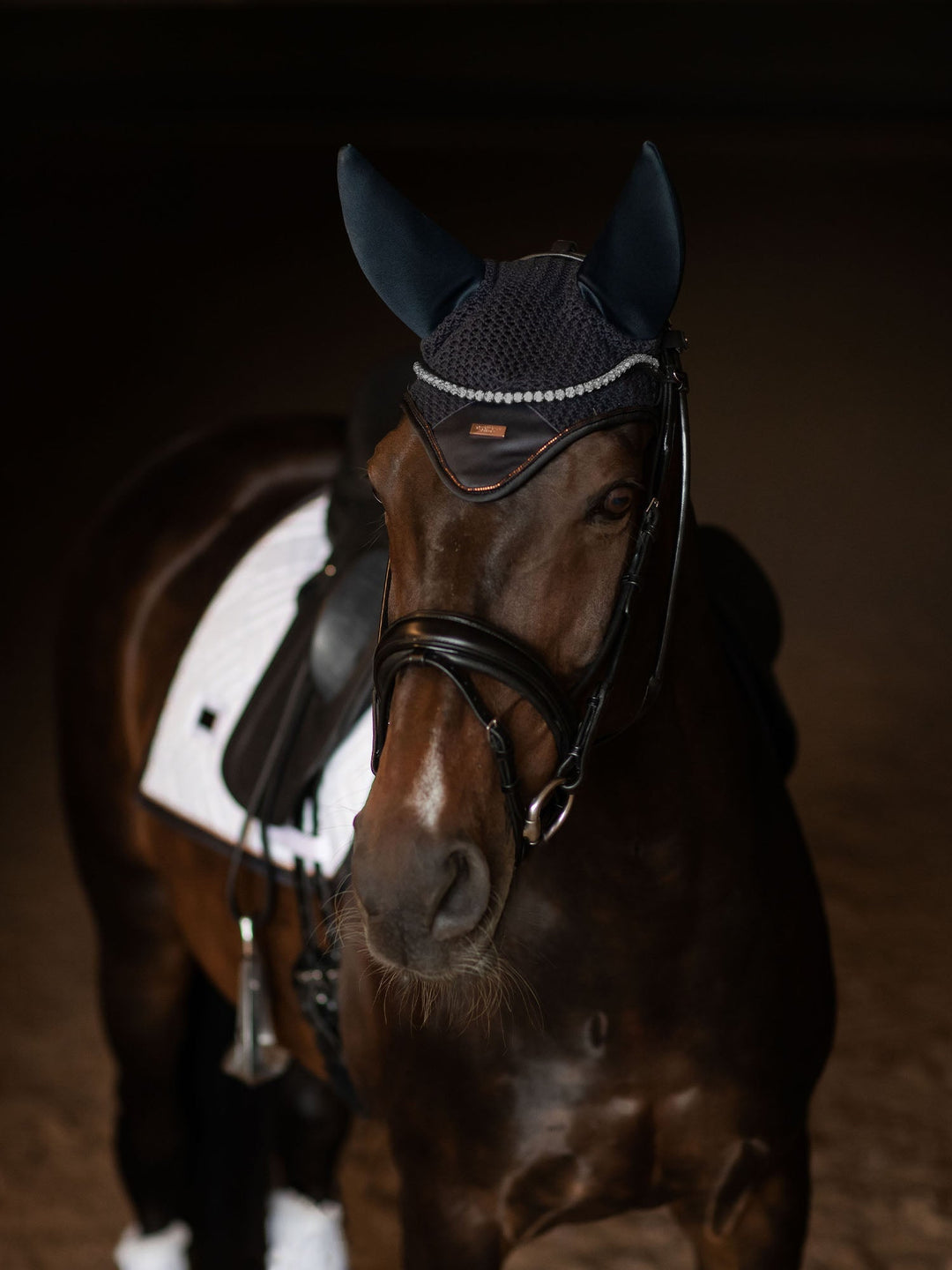 Equestrian Stockholm Soundless Fly Hood Modern Dark Ocean - Ear Bonnet - Kingdom Equestrian