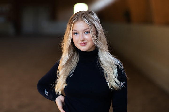 Equestrian Stockholm Knitted Polo Top Midnight Blue