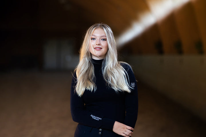 Equestrian Stockholm Knitted Polo Top Midnight Blue