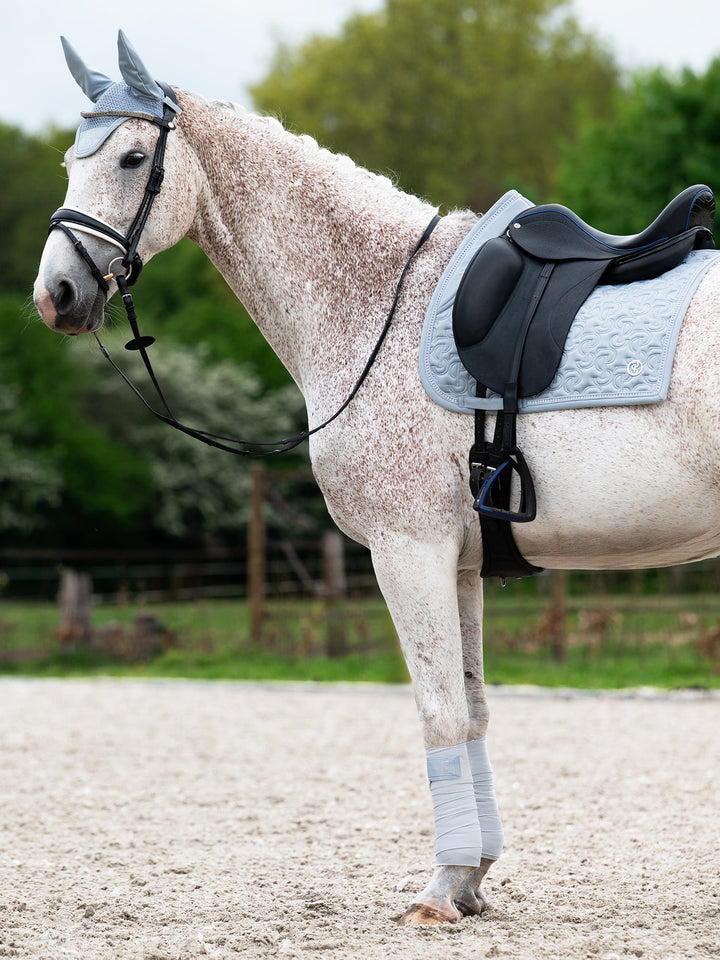 PS of Sweden Crystal Logo Polos - Blue Whisper, on the horse, full body view